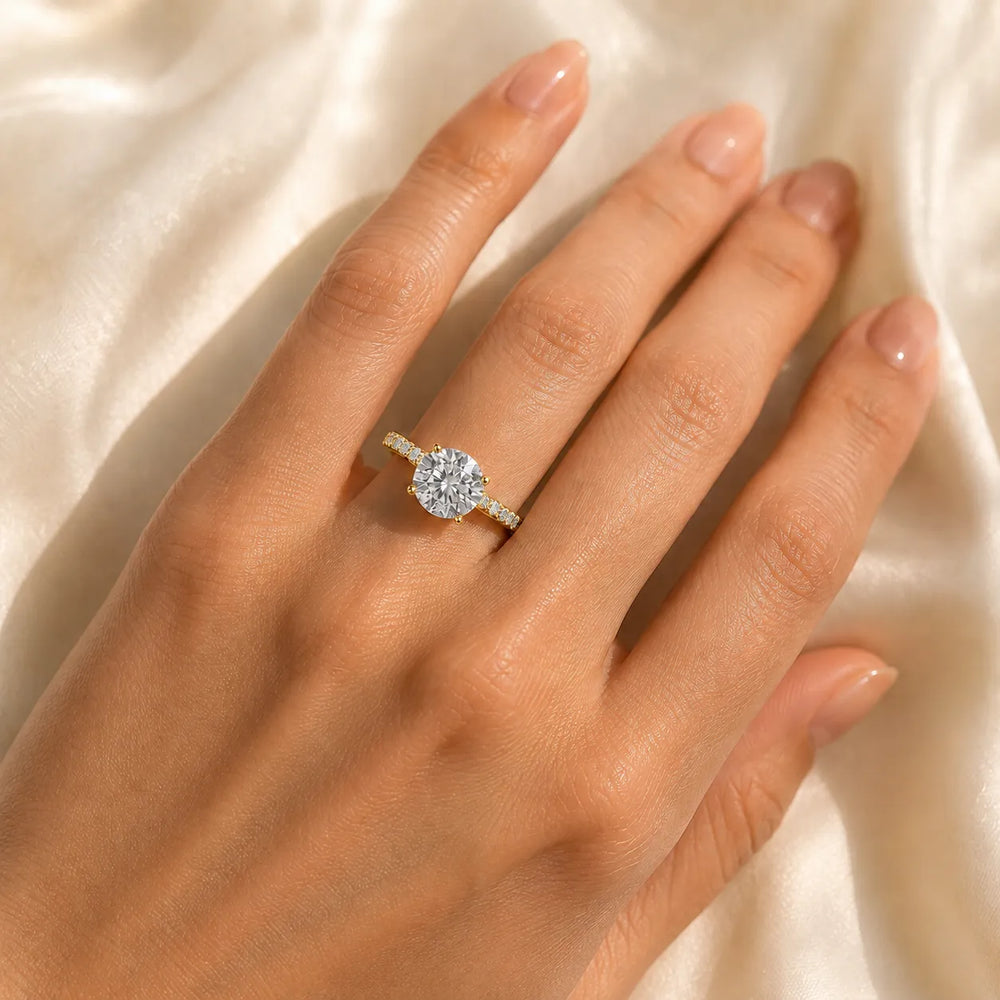Classic Pavé Accent Solitaire Ring
