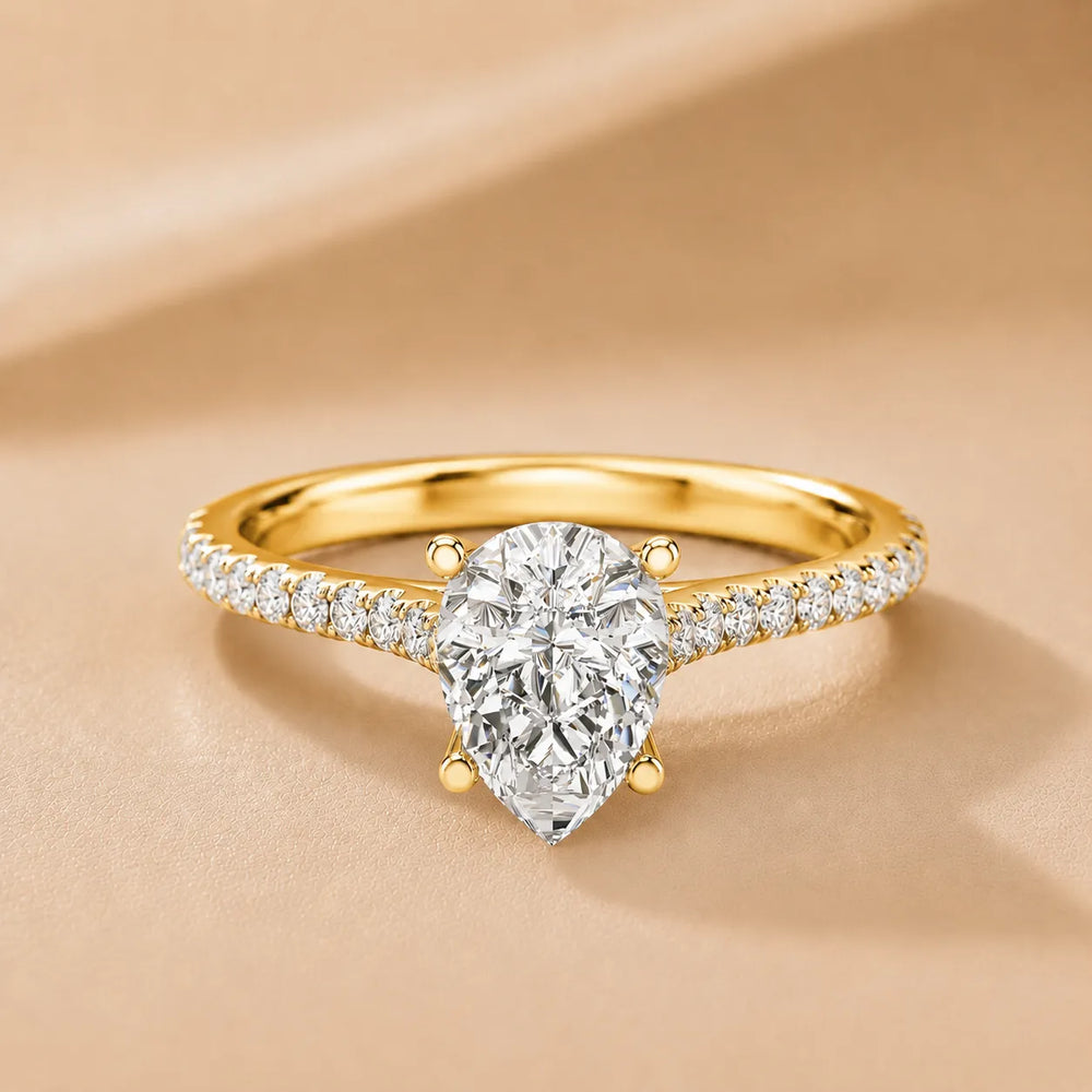 Classic Pavé Accent Solitaire Ring