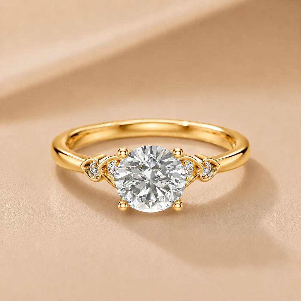 Classic Solitaire Ring with Vintage-Inspired Accent Details