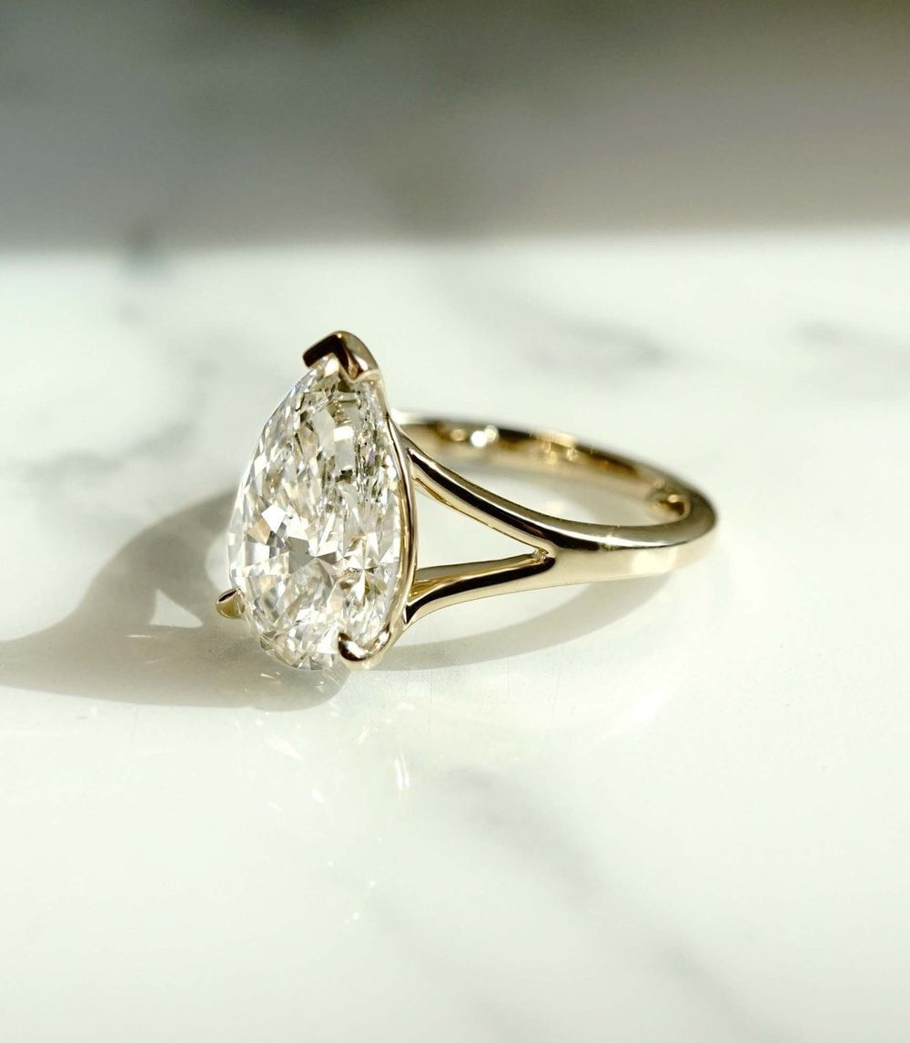 Pear Cut Labgrown Engagement Ring, Pear Cut Ring