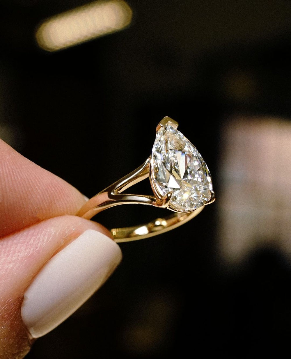 Pear Cut Labgrown Engagement Ring, Pear Cut Ring