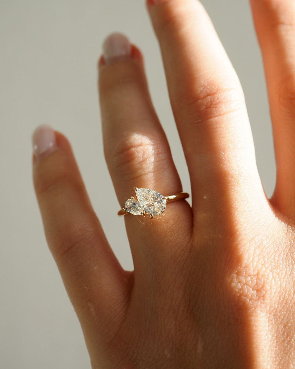 Elongated Pear Cut Labgrown Engagement Ring