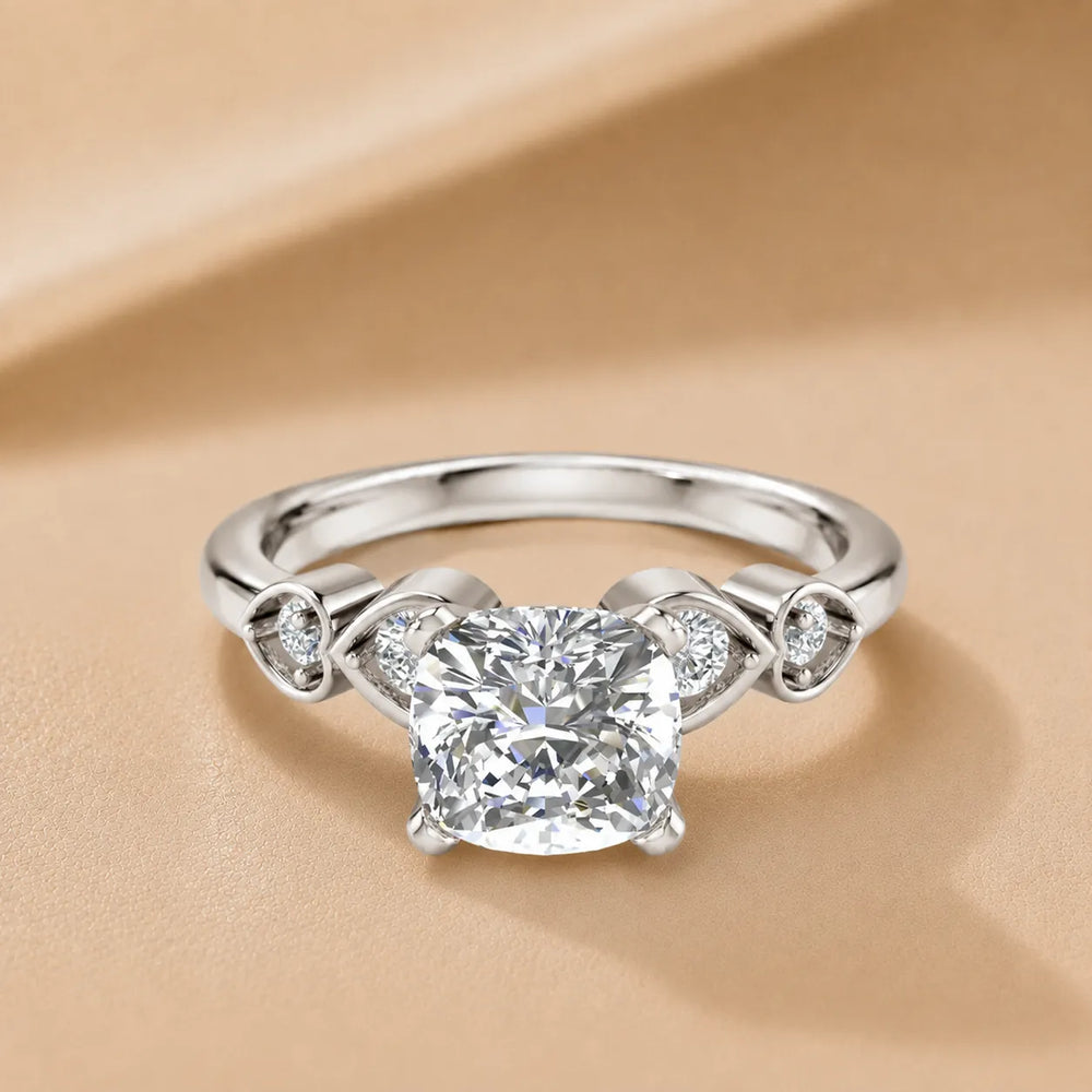 Classic Solitaire Ring with Vintage-Inspired Accent Details