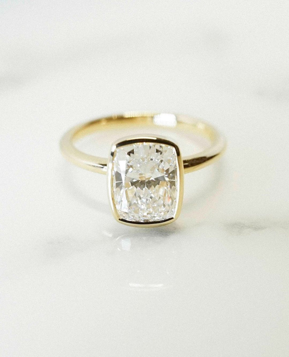 Bezel Set Cushion Cut Labgrown Engagement Ring