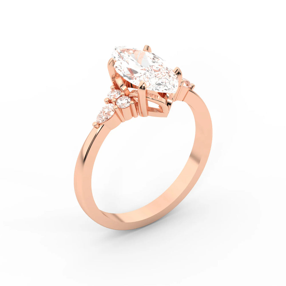 Amelia Three Stone Round Diamond Engagement Ring