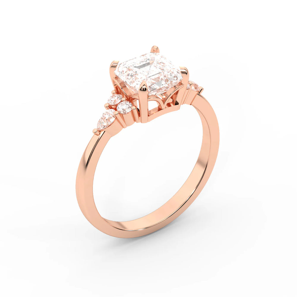 Amelia Three Stone Round Diamond Engagement Ring