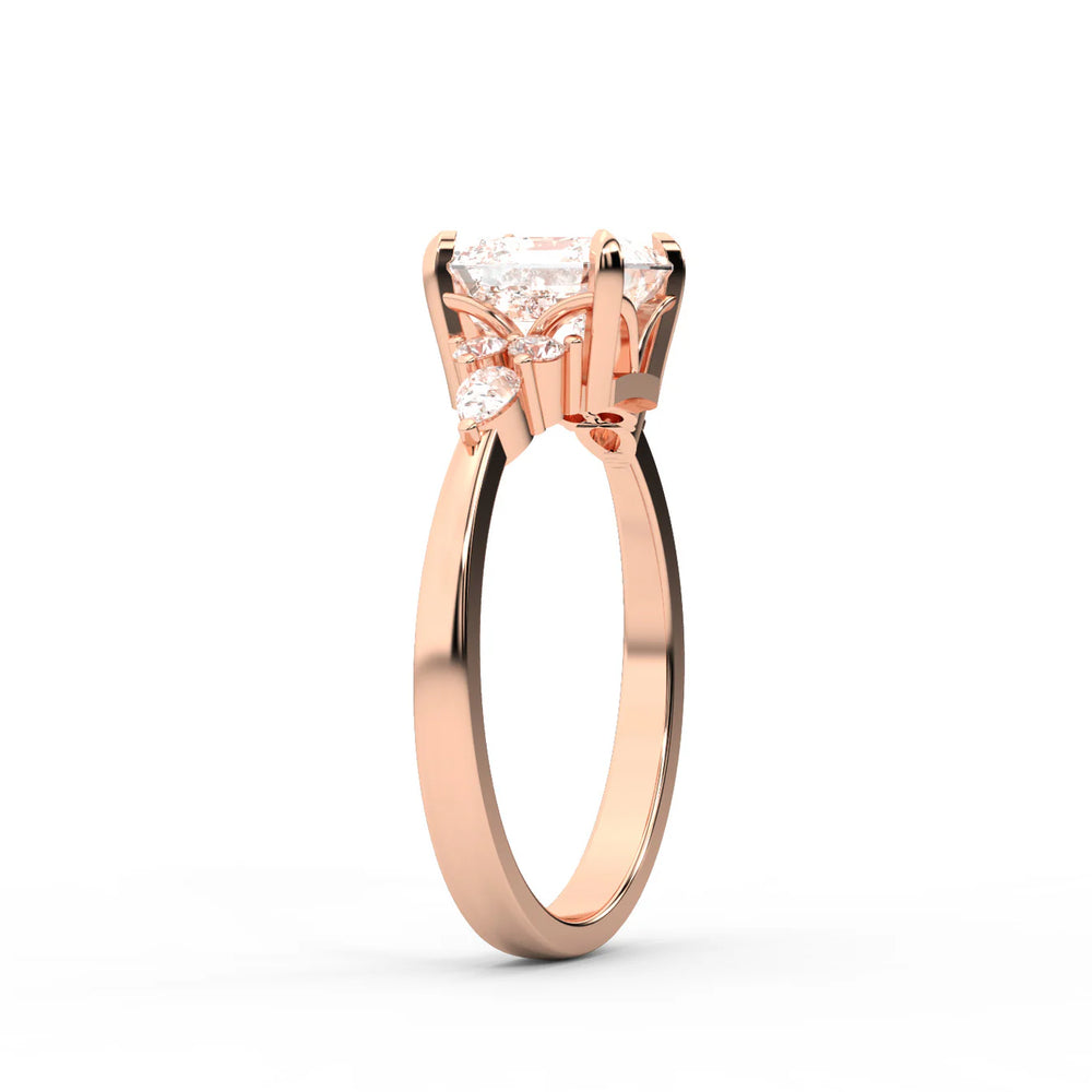 Amelia Three Stone Round Diamond Engagement Ring