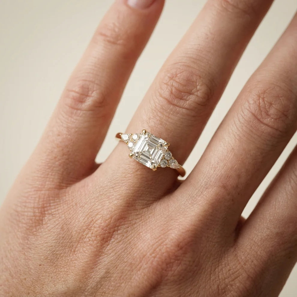 Amelia Three Stone Princess Diamond Engagement Ring
