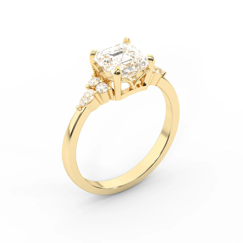Amelia Three Stone Round Diamond Engagement Ring