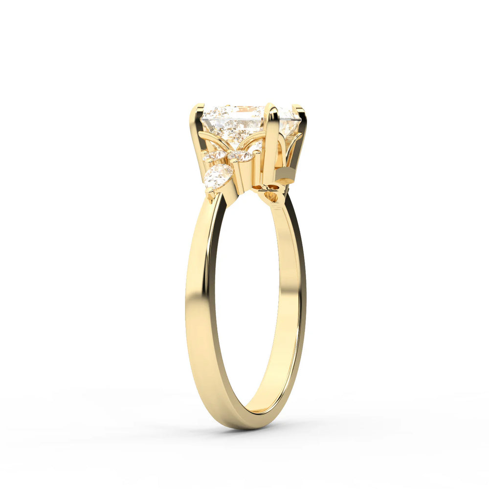 Amelia Three Stone Round Diamond Engagement Ring