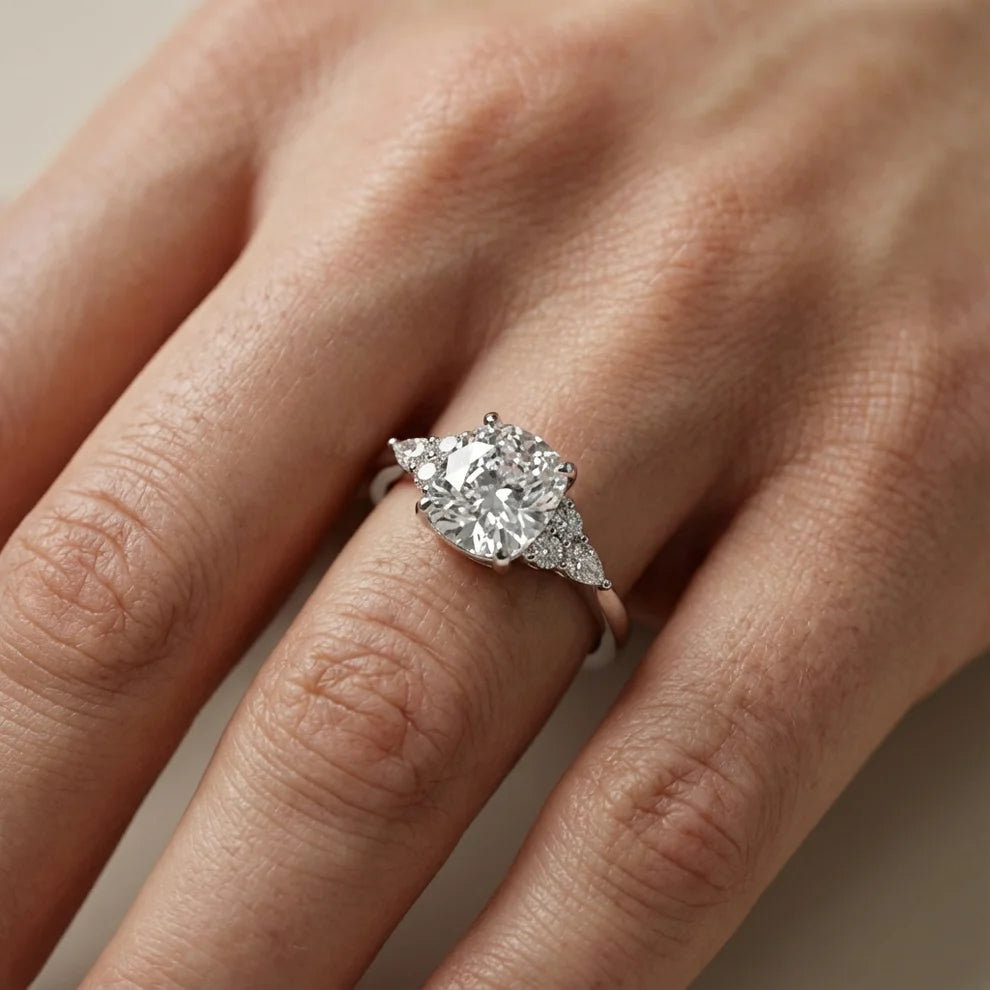 Amelia Three Stone Princess Diamond Engagement Ring
