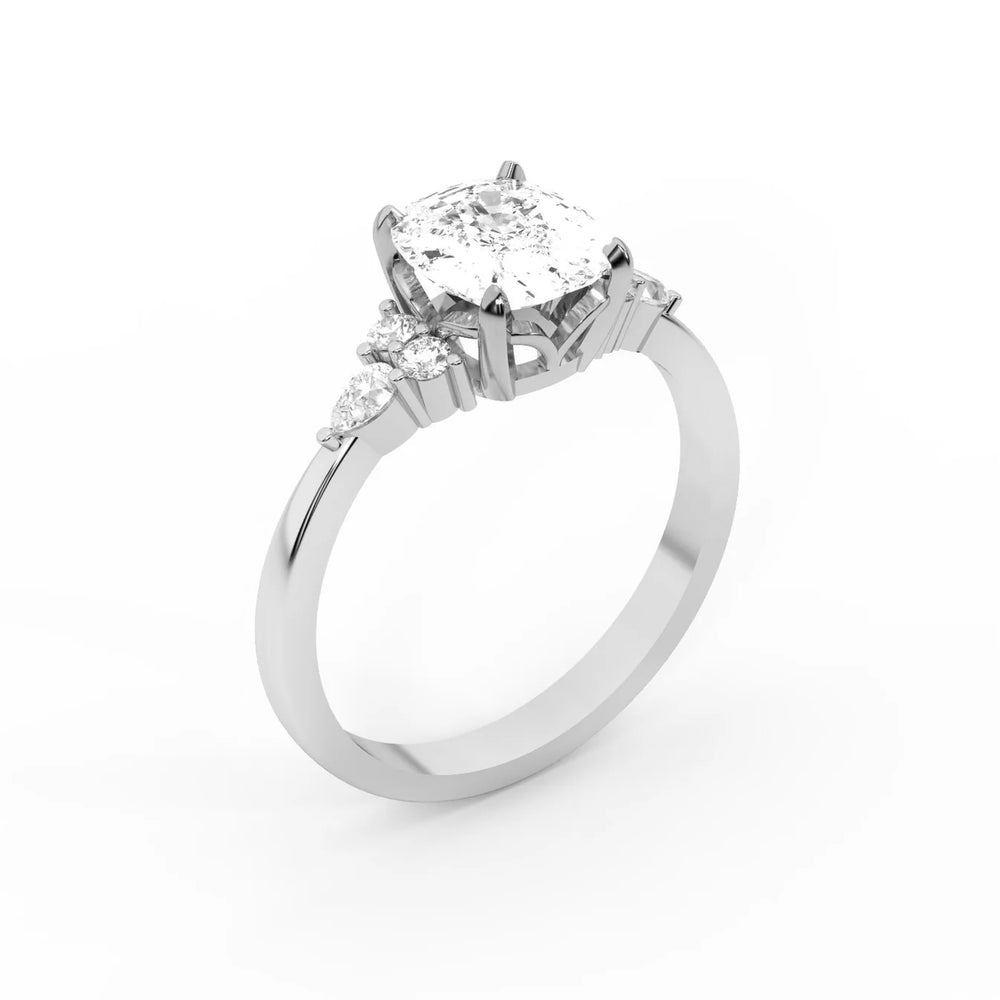 Amelia Three Stone Round Diamond Engagement Ring