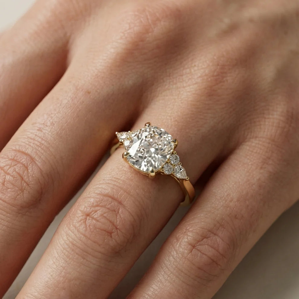 Amelia Three Stone Princess Diamond Engagement Ring