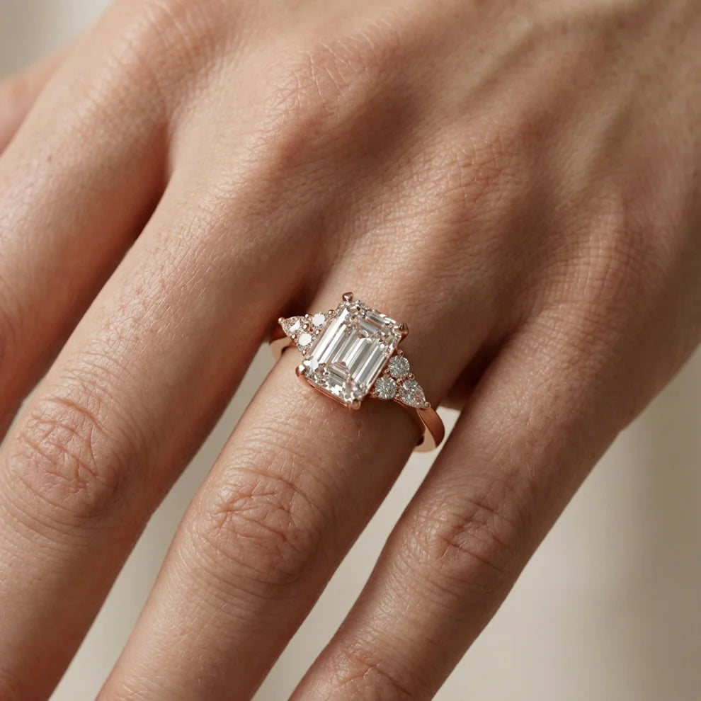 Amelia Three Stone Princess Diamond Engagement Ring