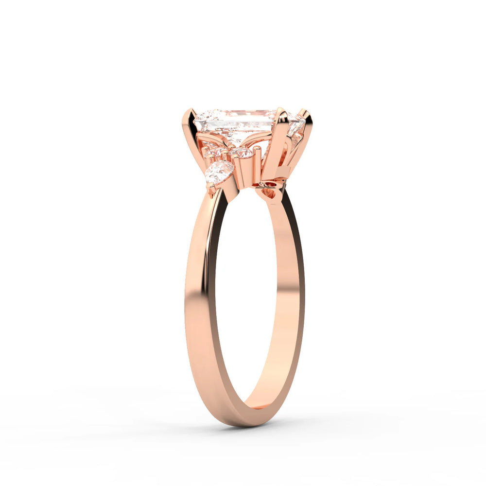 Amelia Three Stone Round Diamond Engagement Ring