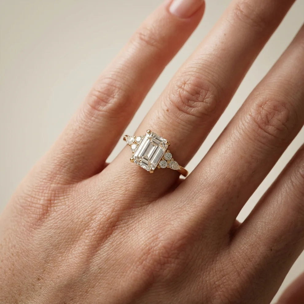 Amelia Three Stone Princess Diamond Engagement Ring