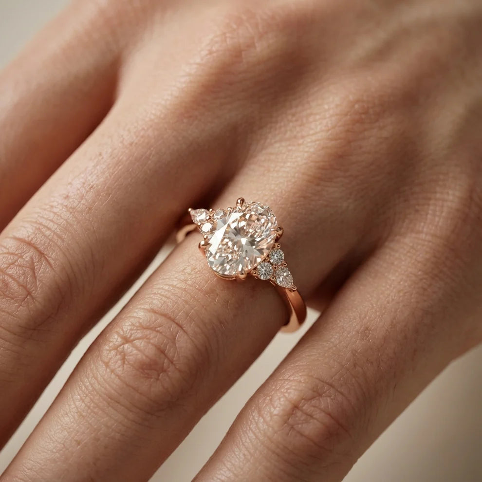 Amelia Three Stone Princess Diamond Engagement Ring