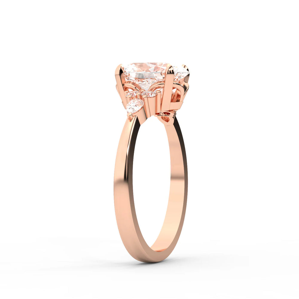 Amelia Three Stone Round Diamond Engagement Ring