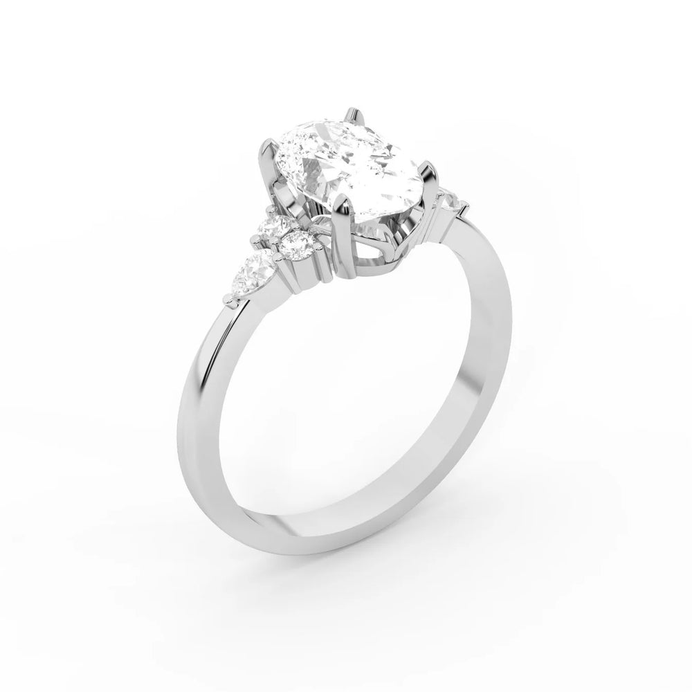 Amelia Three Stone Round Diamond Engagement Ring