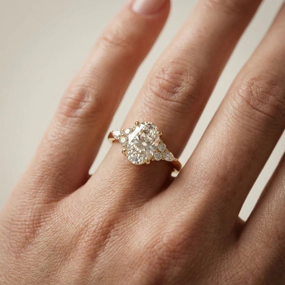 Amelia Three Stone Princess Diamond Engagement Ring