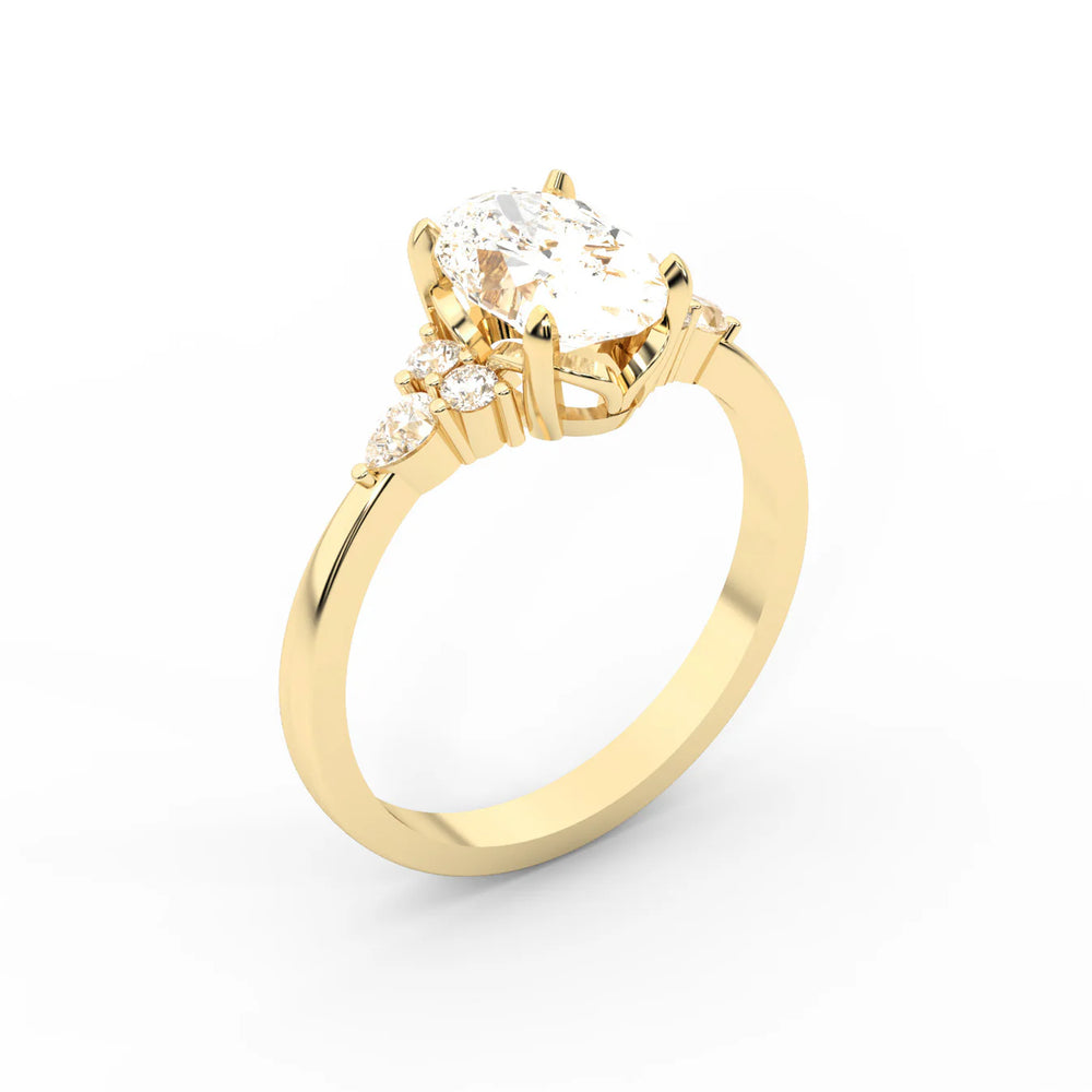 Amelia Three Stone Round Diamond Engagement Ring