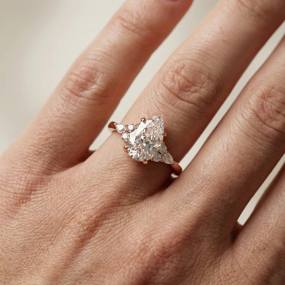 Amelia Three Stone Princess Diamond Engagement Ring