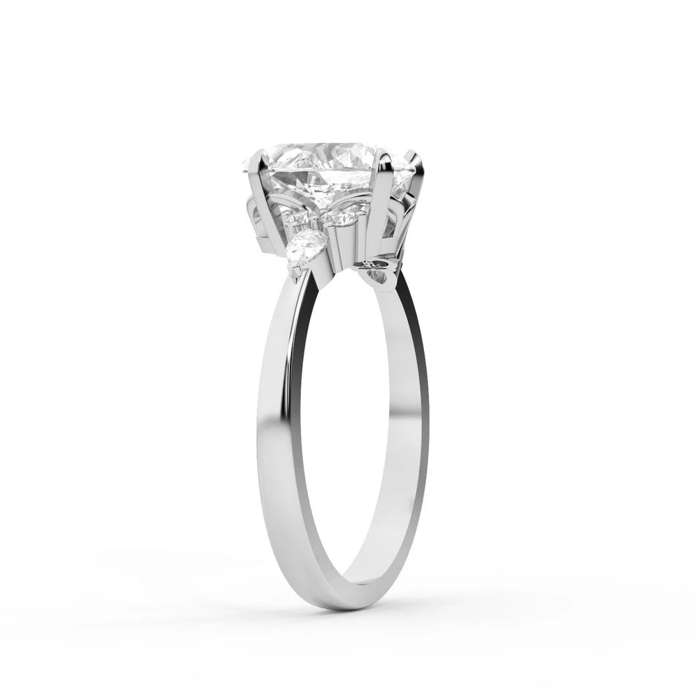 Amelia Three Stone Round Diamond Engagement Ring