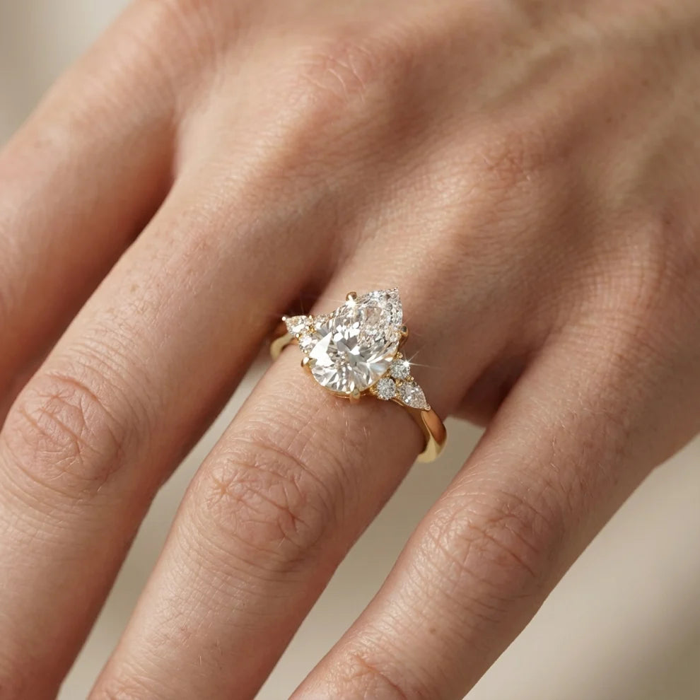 Amelia Three Stone Princess Diamond Engagement Ring