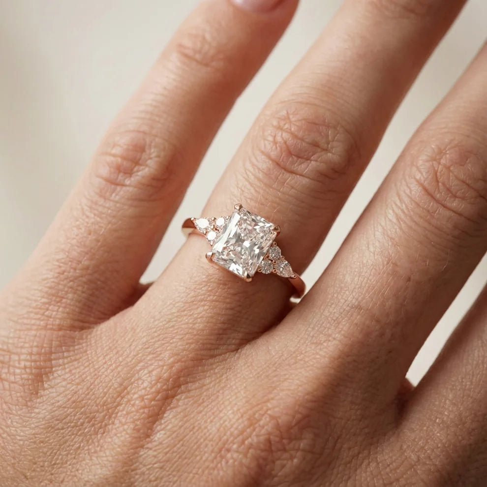Amelia Three Stone Princess Diamond Engagement Ring