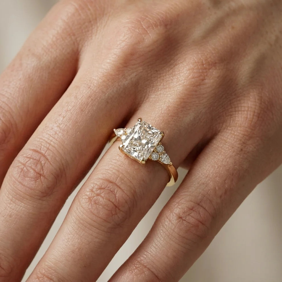 Amelia Three Stone Princess Diamond Engagement Ring
