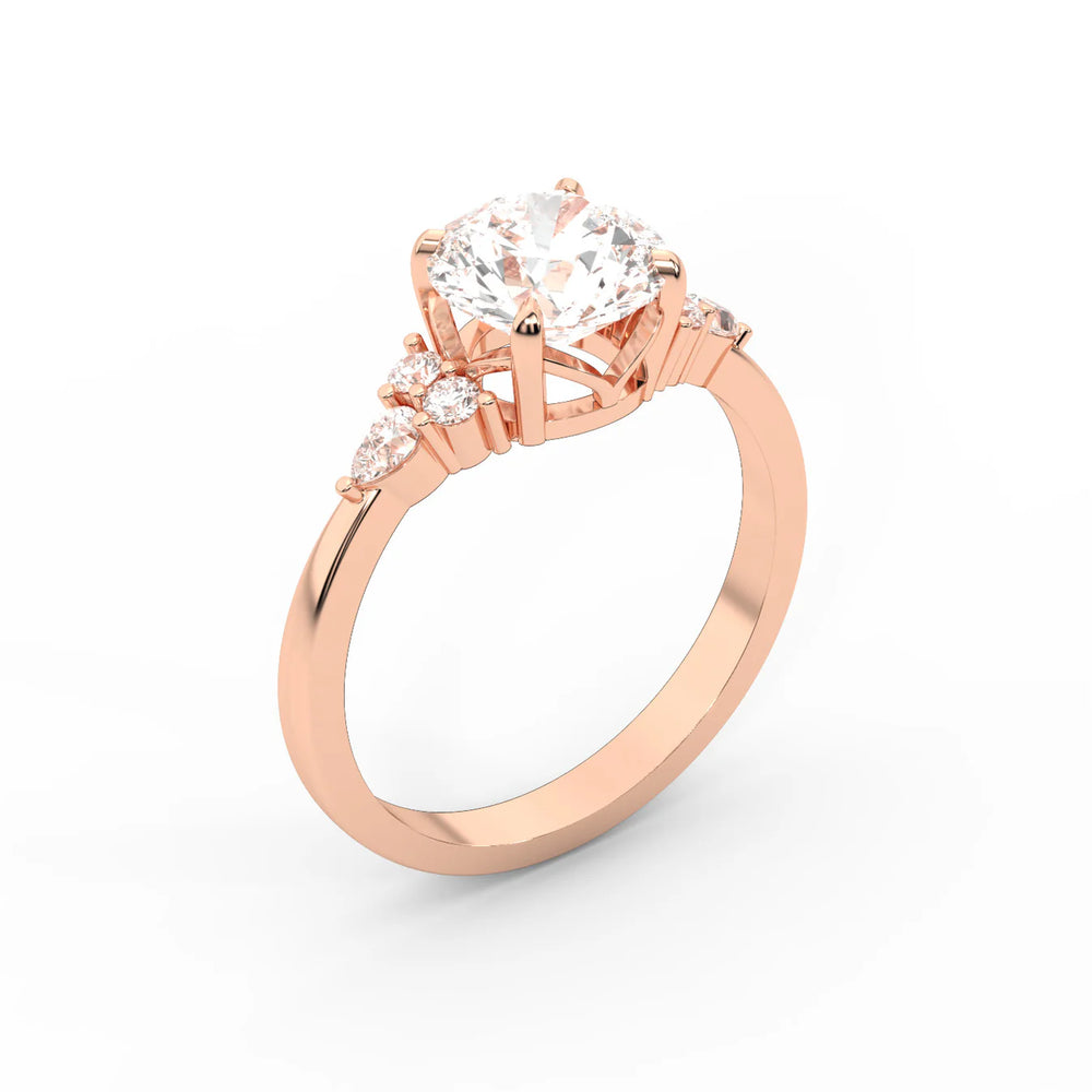 Amelia Three Stone Round Diamond Engagement Ring
