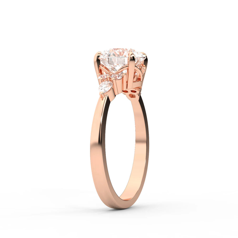 Amelia Three Stone Round Diamond Engagement Ring