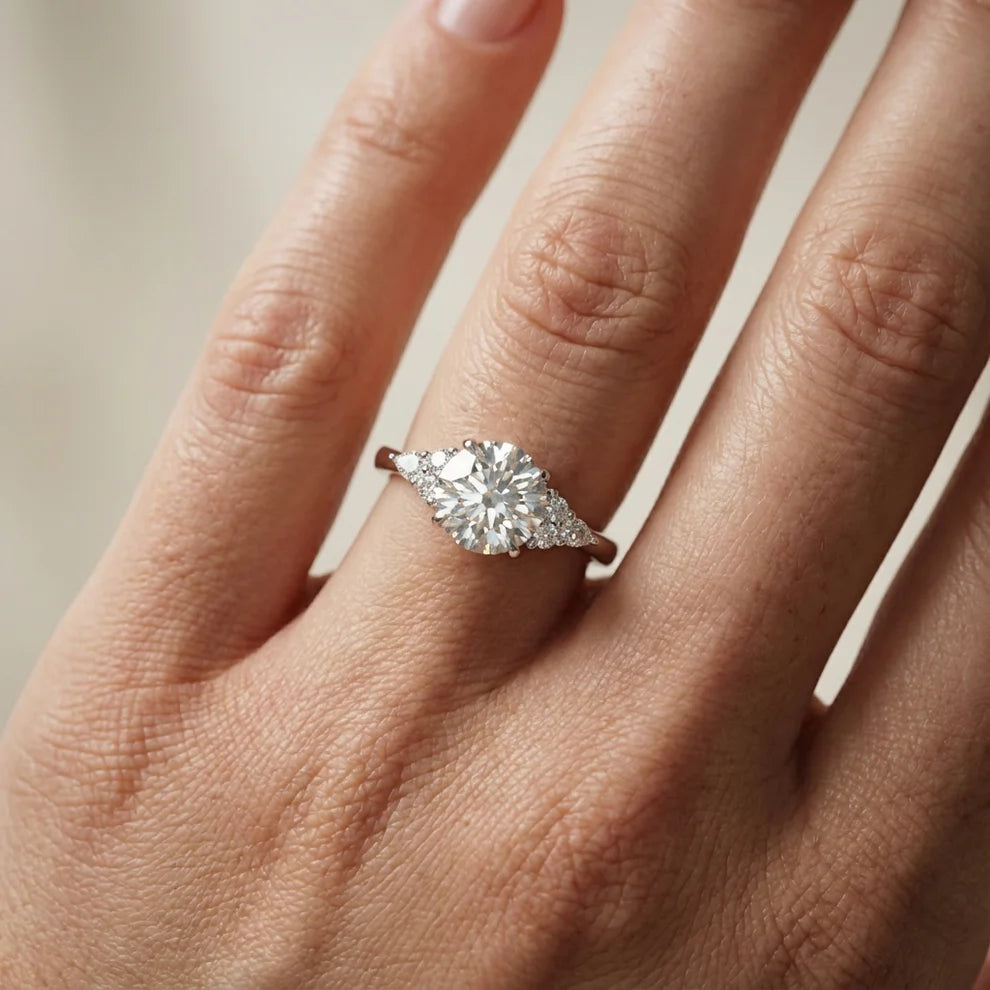Amelia Three Stone Princess Diamond Engagement Ring