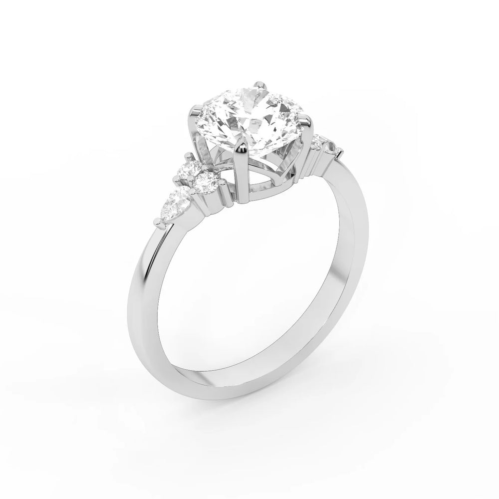 Amelia Three Stone Round Diamond Engagement Ring