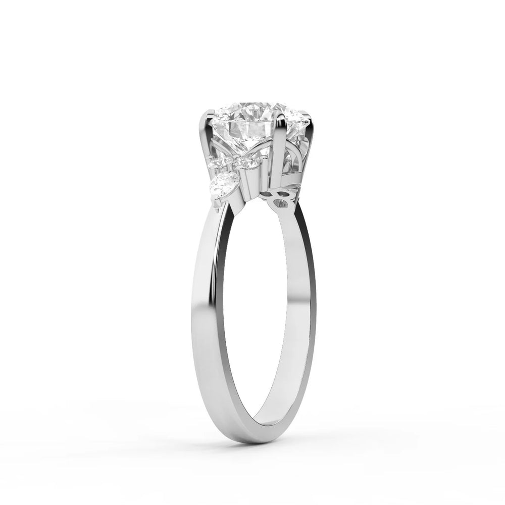 Amelia Three Stone Round Diamond Engagement Ring