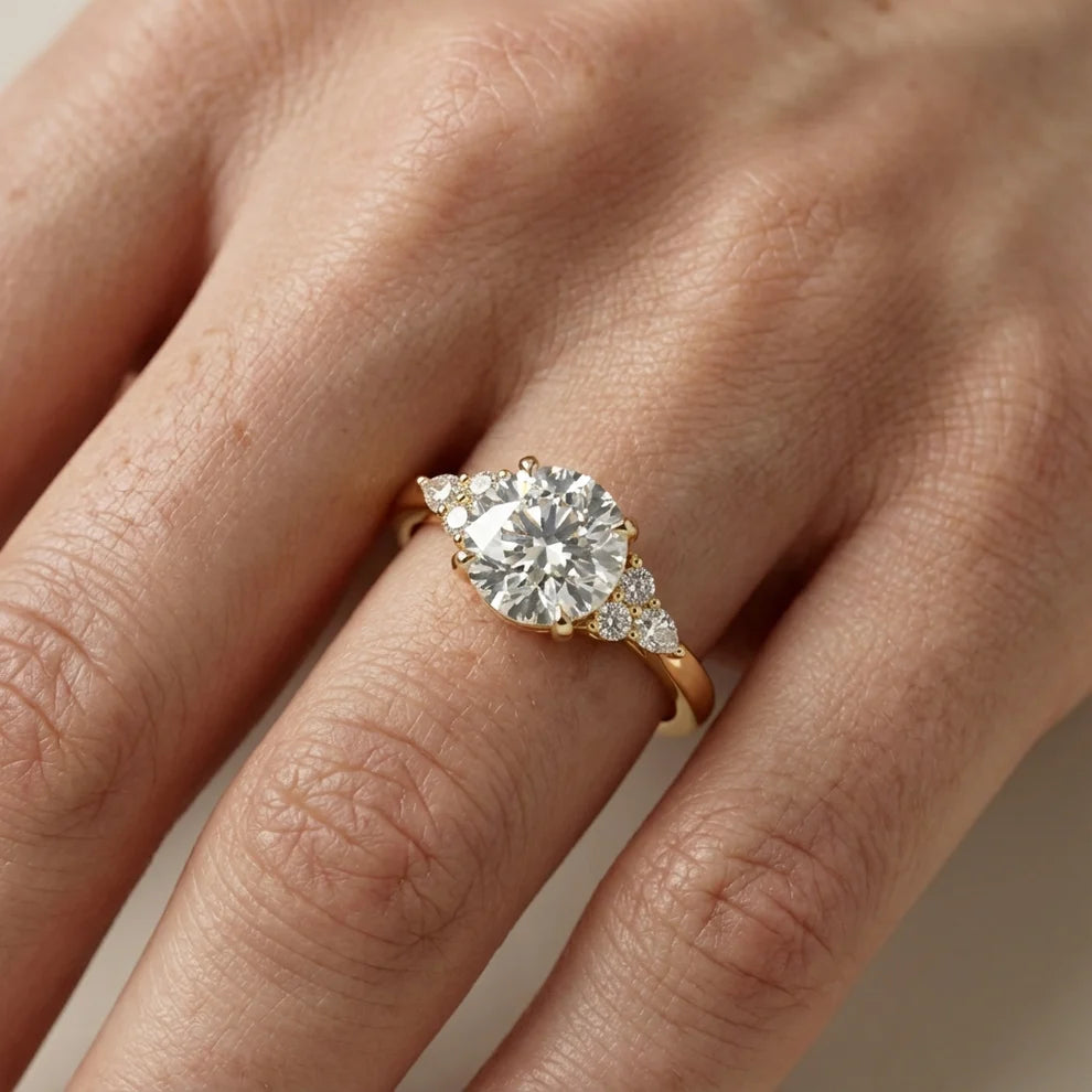 Amelia Three Stone Princess Diamond Engagement Ring