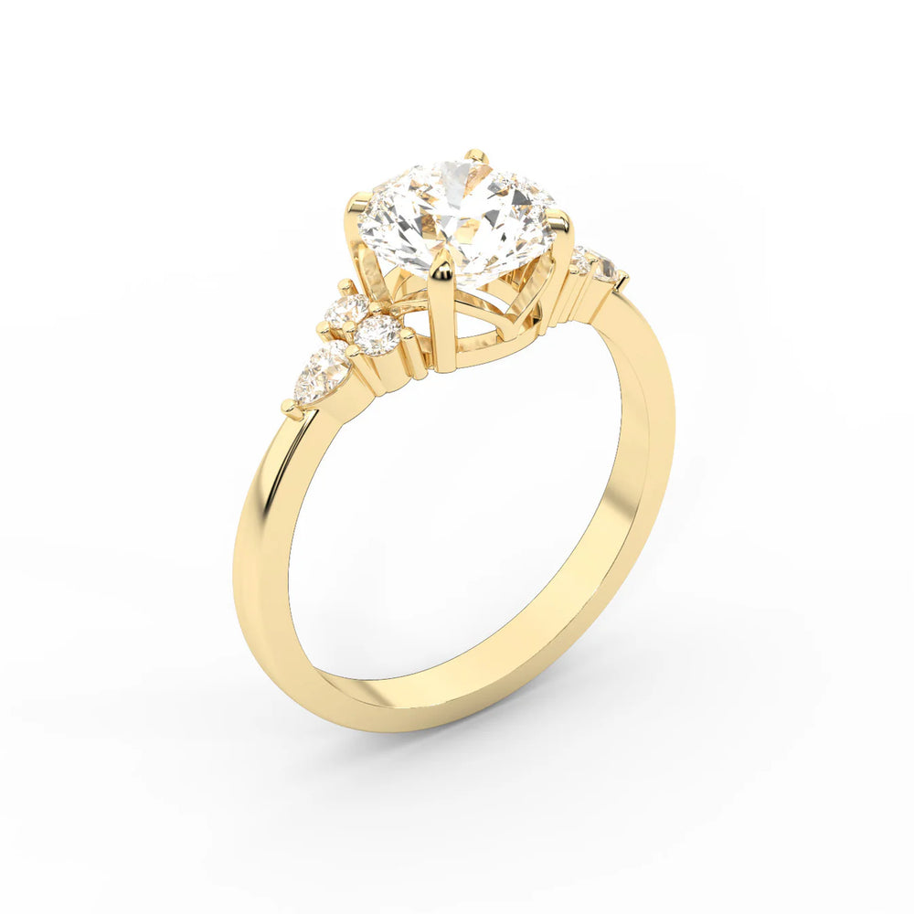 Amelia Three Stone Round Diamond Engagement Ring