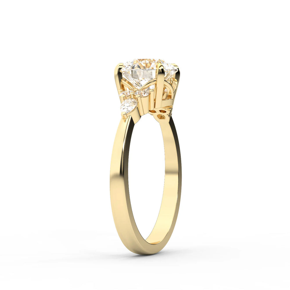 Amelia Three Stone Round Diamond Engagement Ring