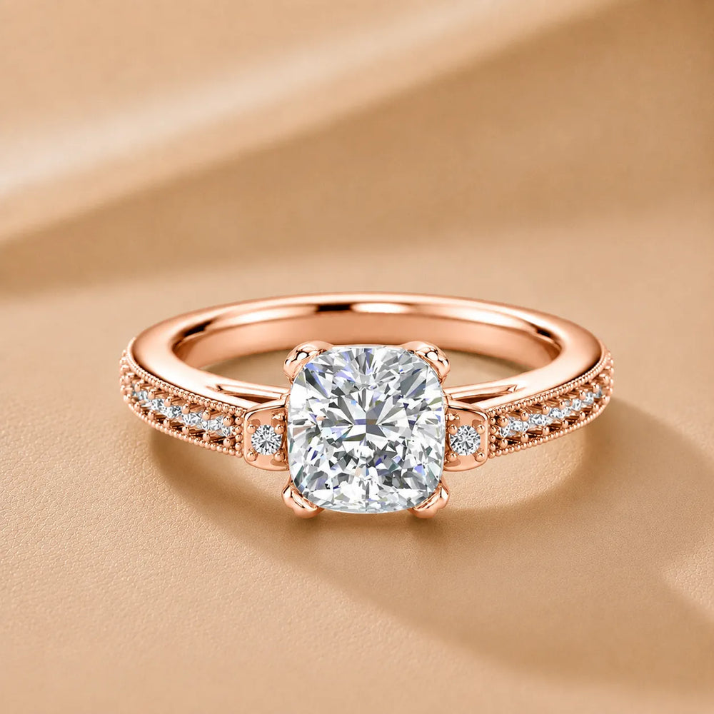 Vintage-Inspired Solitaire Ring with Accent Stone Details