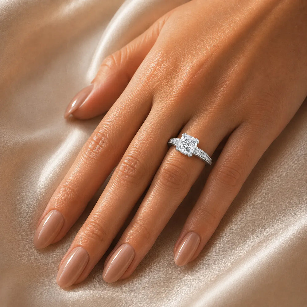 Vintage-Inspired Solitaire Ring with Accent Stone Details