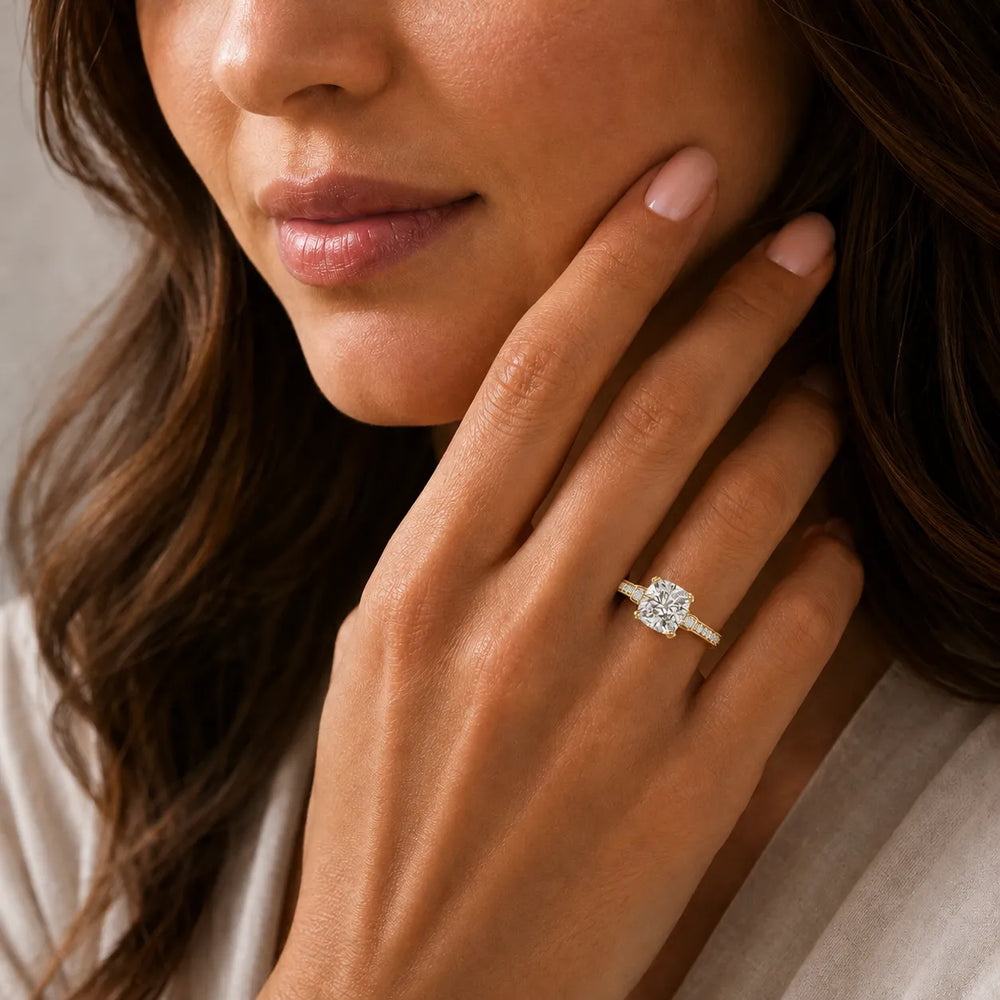 Vintage-Inspired Solitaire Ring with Accent Stone Details