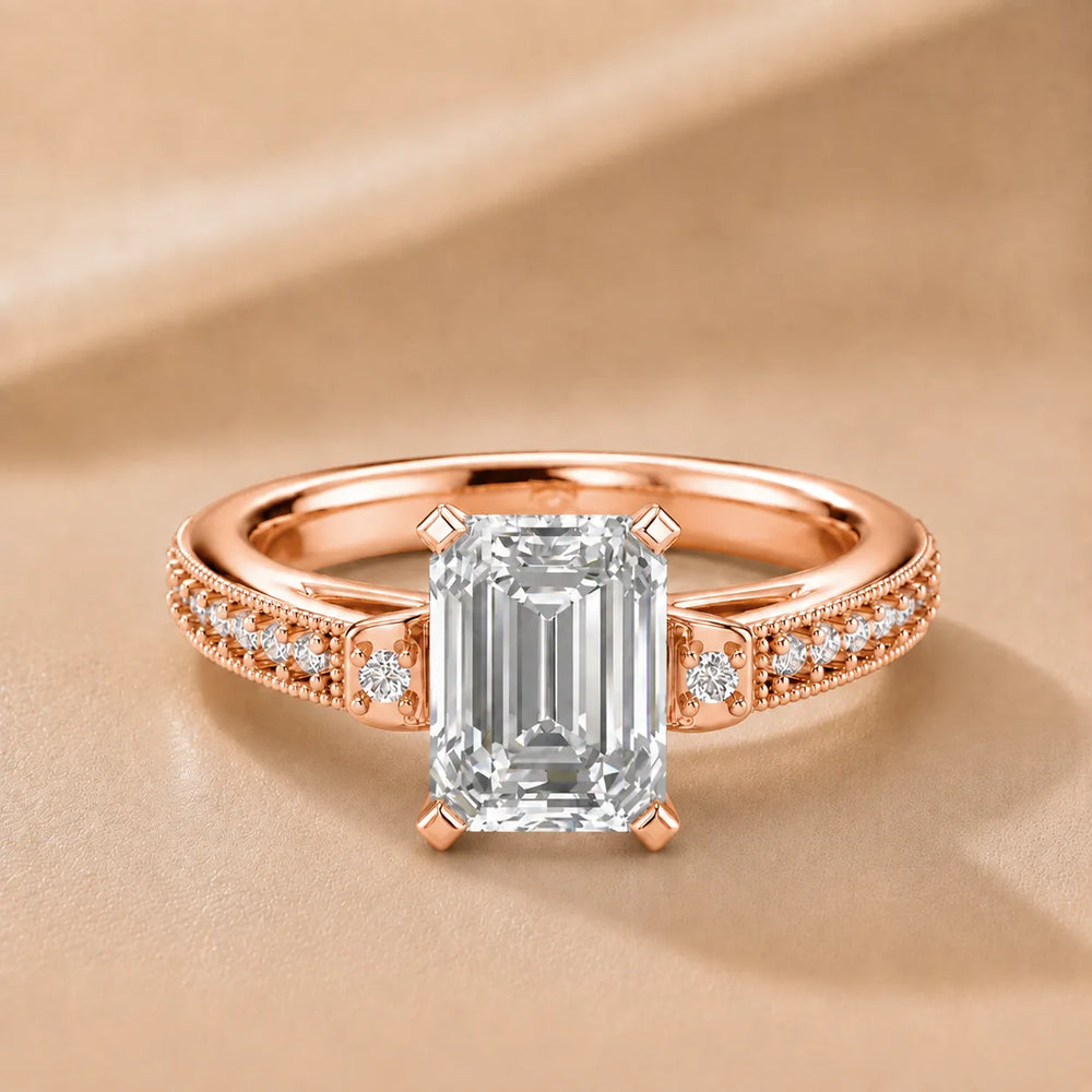 Vintage-Inspired Solitaire Ring with Accent Stone Details