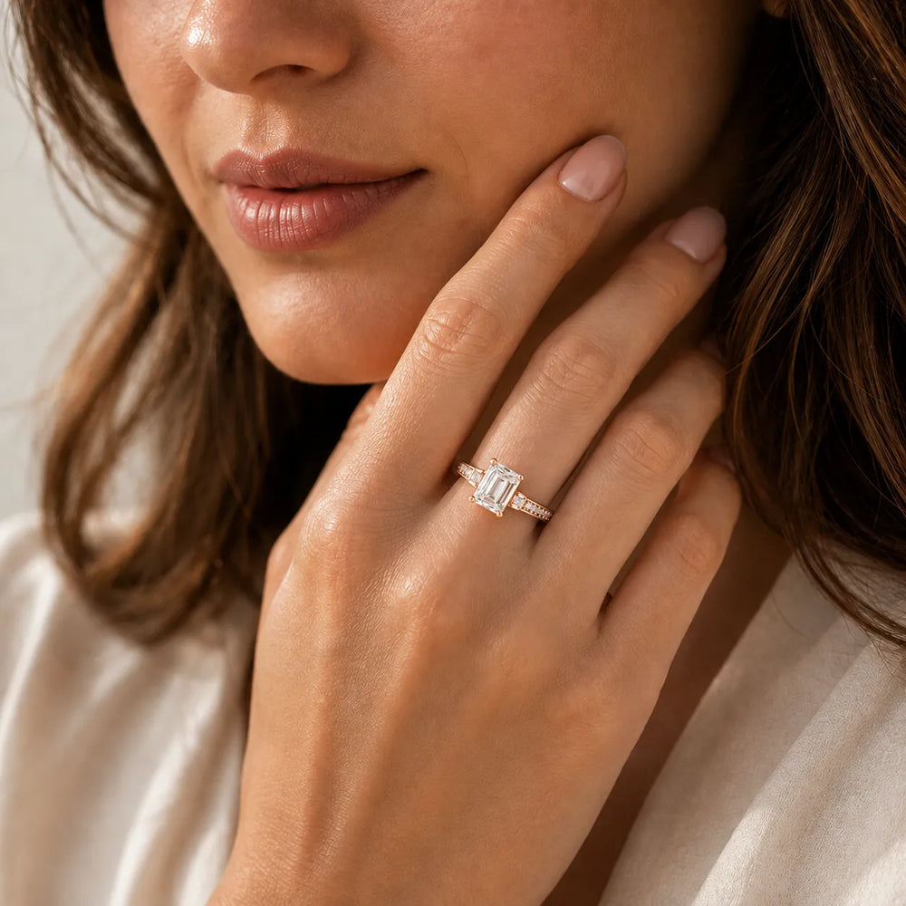 Vintage-Inspired Solitaire Ring with Accent Stone Details