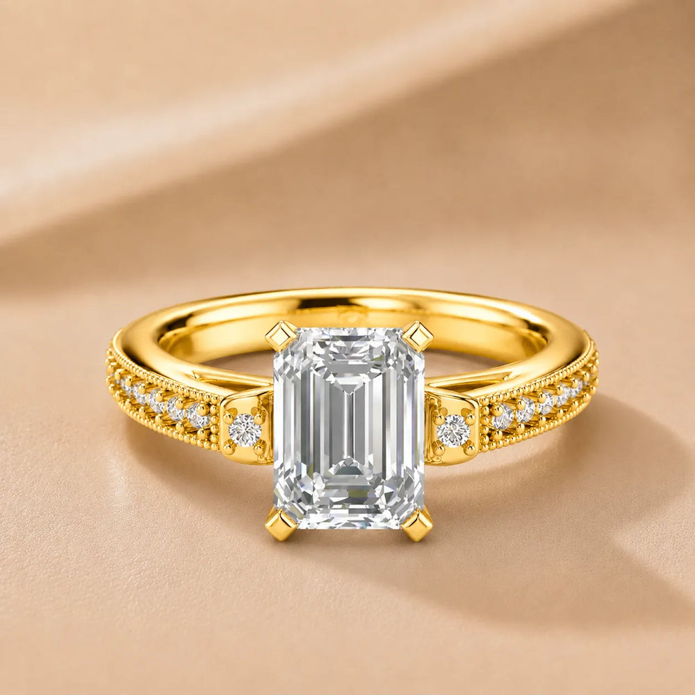 Vintage-Inspired Solitaire Ring with Accent Stone Details