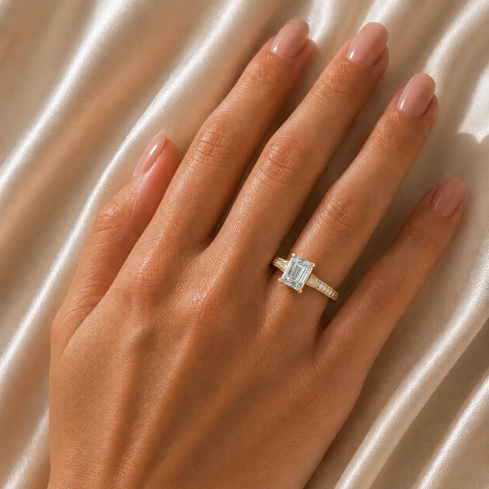 Vintage-Inspired Solitaire Ring with Accent Stone Details