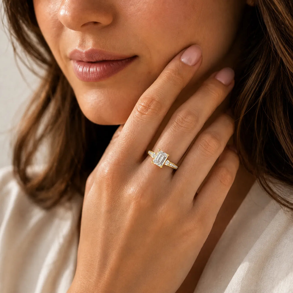 Vintage-Inspired Solitaire Ring with Accent Stone Details