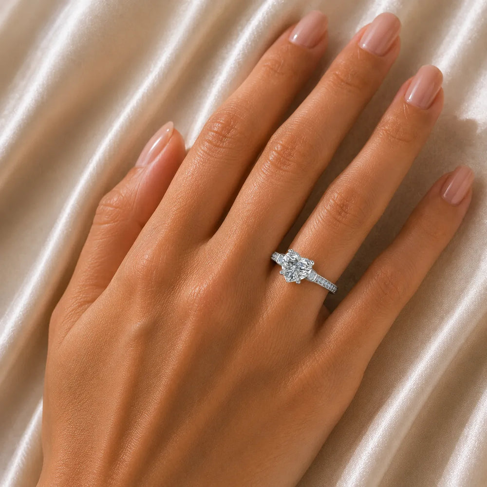 Vintage-Inspired Solitaire Ring with Accent Stone Details