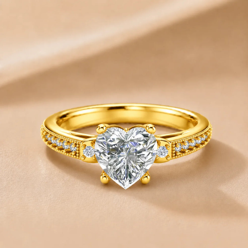 Vintage-Inspired Solitaire Ring with Accent Stone Details