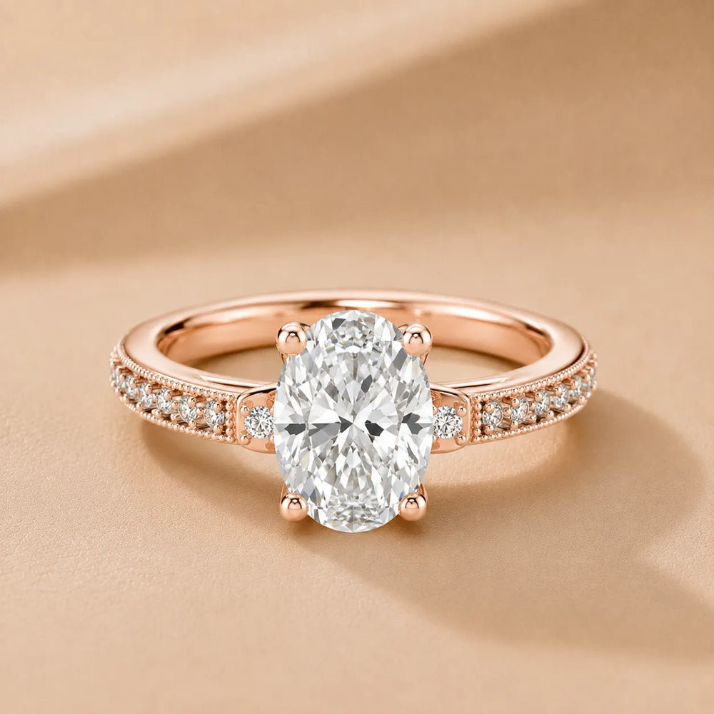 Vintage-Inspired Solitaire Ring with Accent Stone Details