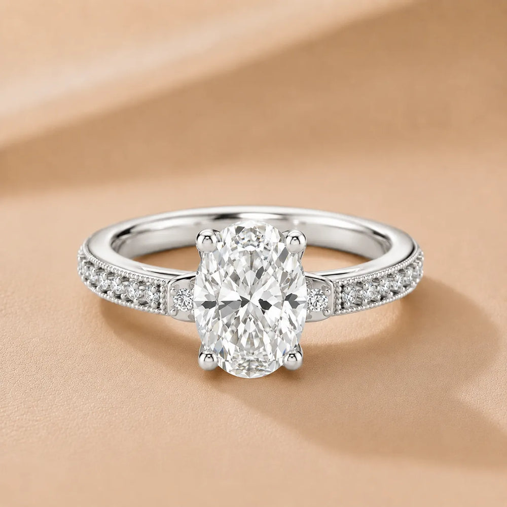 Vintage-Inspired Solitaire Ring with Accent Stone Details